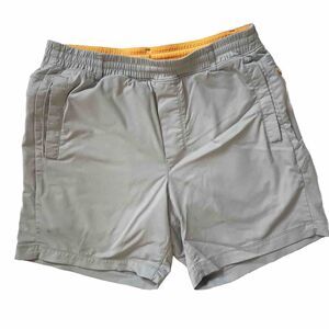 Birddogs Shorts Mens L Gray Yellow Lined Stretch Zip Pocket Athletic Gym Workout